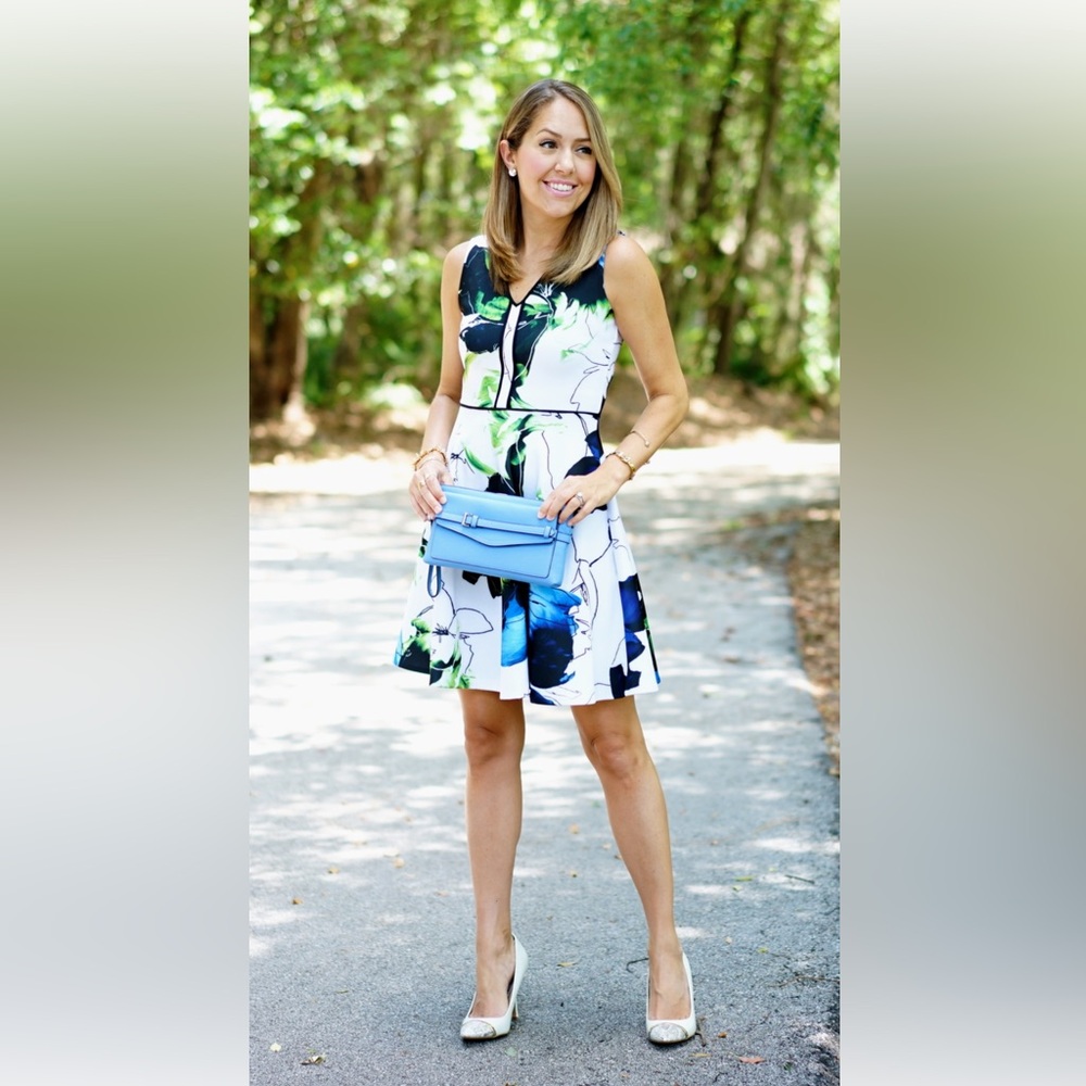 Reed “Blue Floral" Zip Dress L